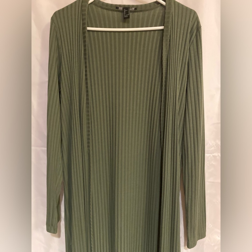 Forever 21 Long Green Duster Cardigan